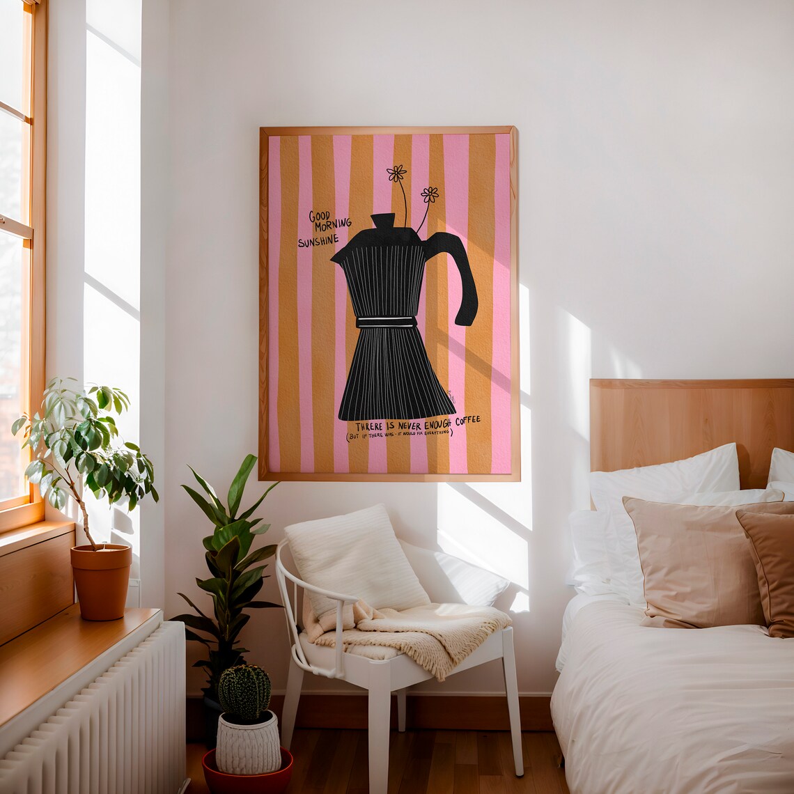 Mocca Coffee Stripes Modern Kitchen Art Print - Image 4