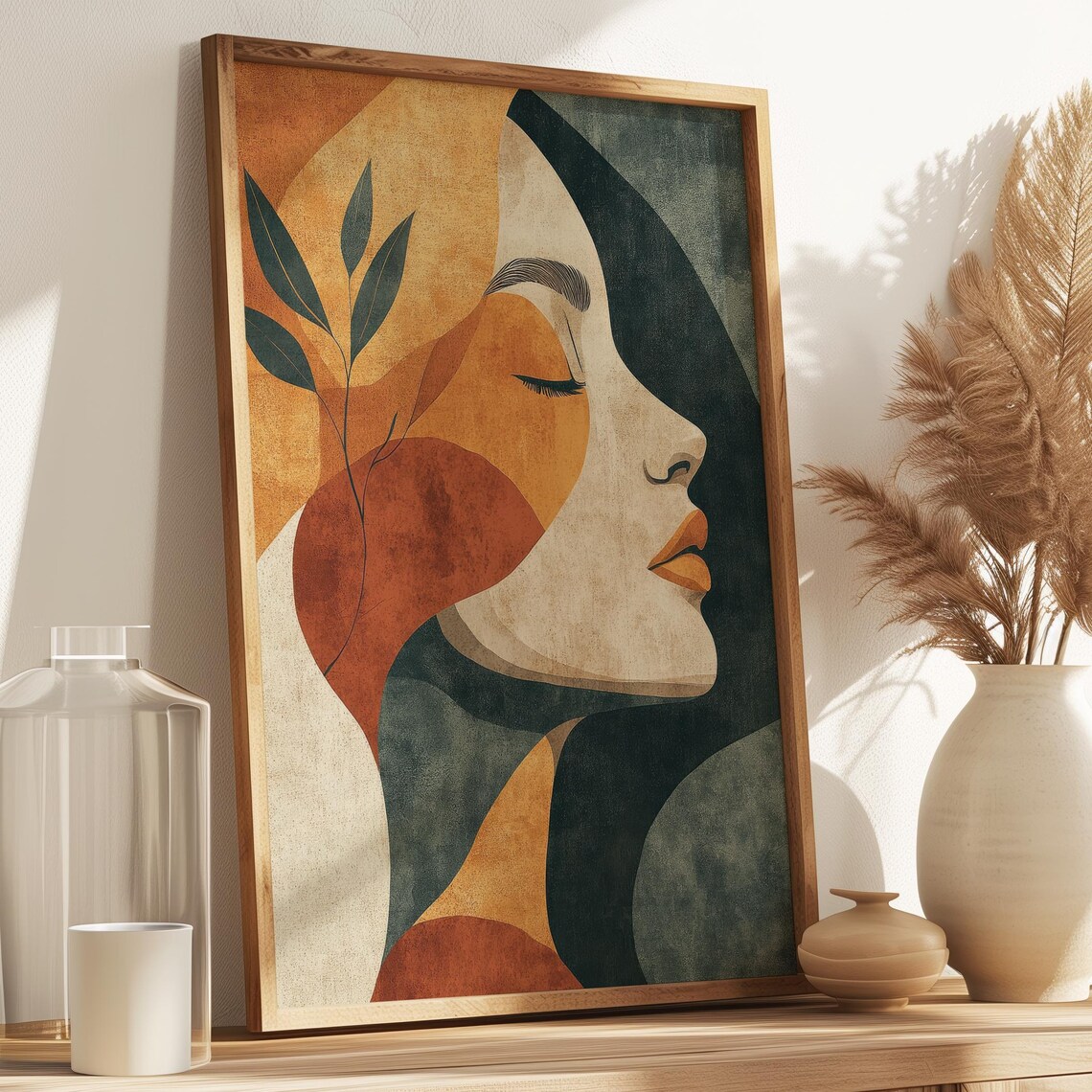 Boho Woman Abstract Poster, Minimalist Living Room