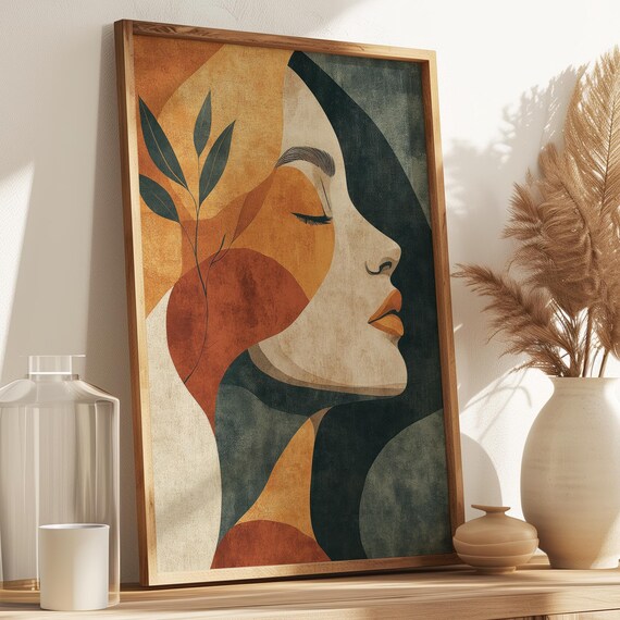 Boho Woman Abstract Poster, Minimalist Living Room