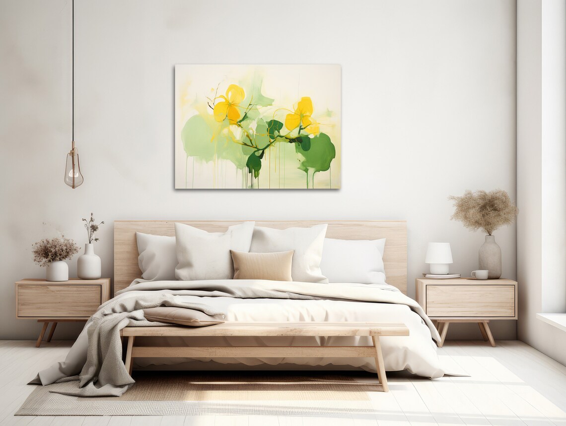 Yellow Watercolor Flowers Green Foliage Soft Botanical Art Poster - Image 2