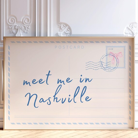 Meet Me in Nashville Postcard Light Blue Coastal Travel Art Print