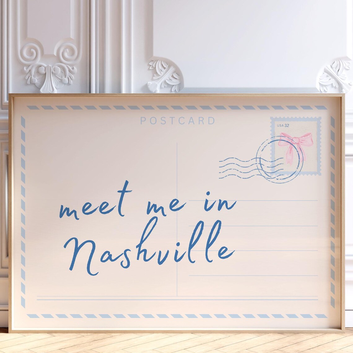 Meet Me in Nashville Postcard Light Blue Coastal Travel Art Print