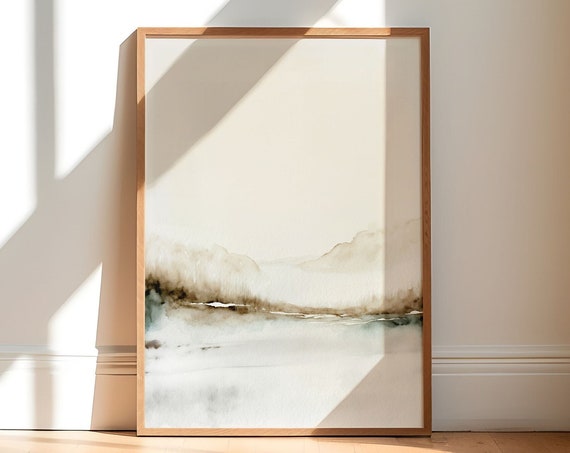 Minimalist Watercolor Wall Art Beige And White Watercolour Neutral Landscapes Abstract Painting Instant