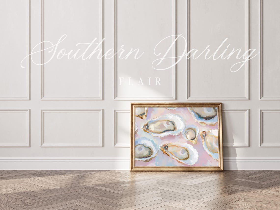 Neutral Pastel Oyster Shells Pink Tones Coastal Shell Art Poster - Image 2