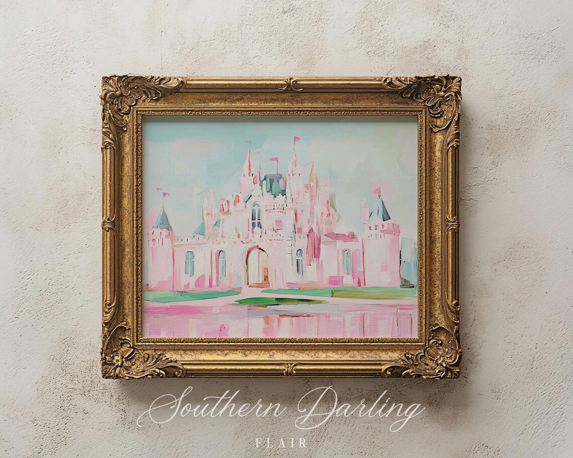 Whimsical Castle Pastel Fairy Castle Art Print - Image 2
