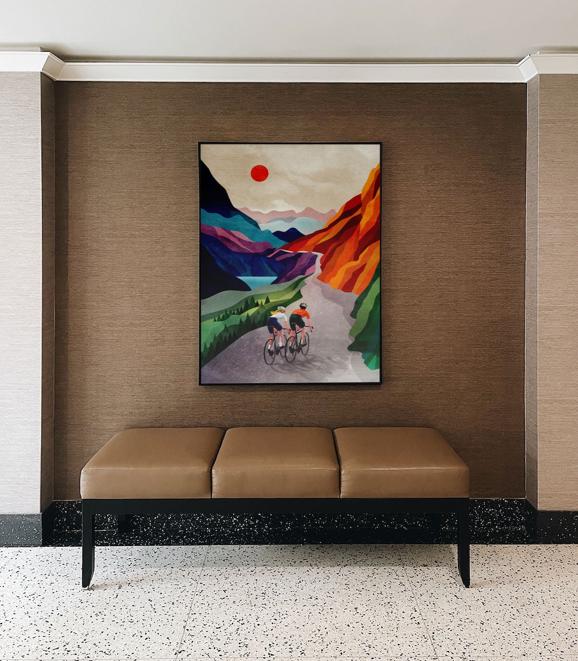 Cycling Couple Art Print, High in the Mountains - Image 3