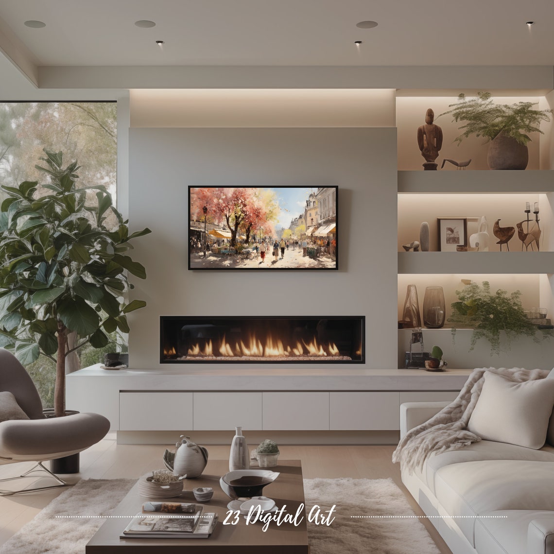 Frame Tv Art Rustic Oil Painting Of Sunday Market In The City Beautiful Summer Botanical Frame Tv Art Frame Tv Art 084 - Image 3