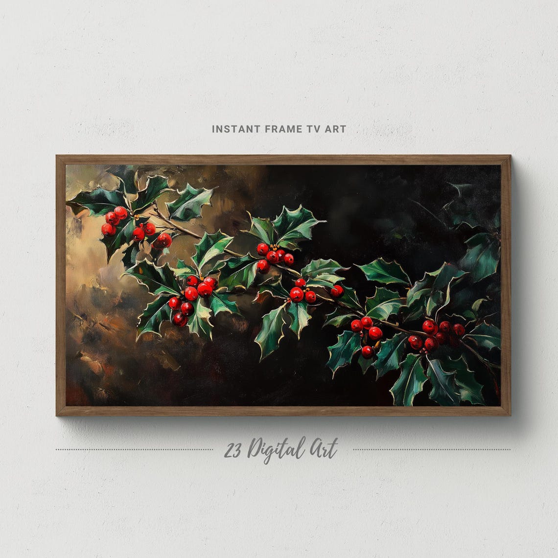 Frame Tv Art Beautiful Holly Berry Christmas Tv Screensaver Rustic Holiday Holly Xmas Tv Art Neutral Farmhouse Winter Art 150