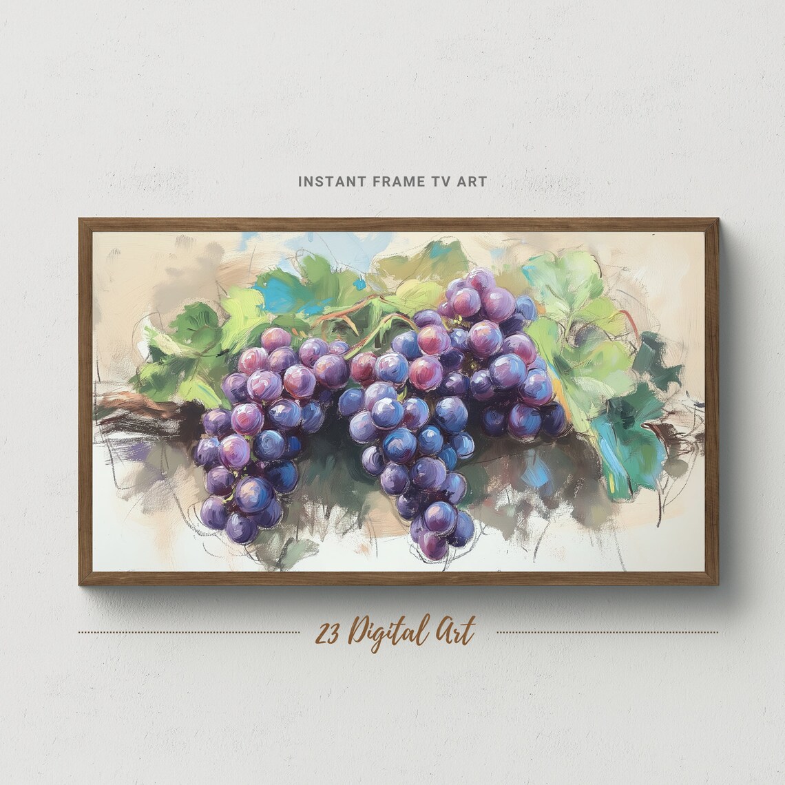 Purple Grapes Vine Watercolor Vineyard Botanical Painting Art Print