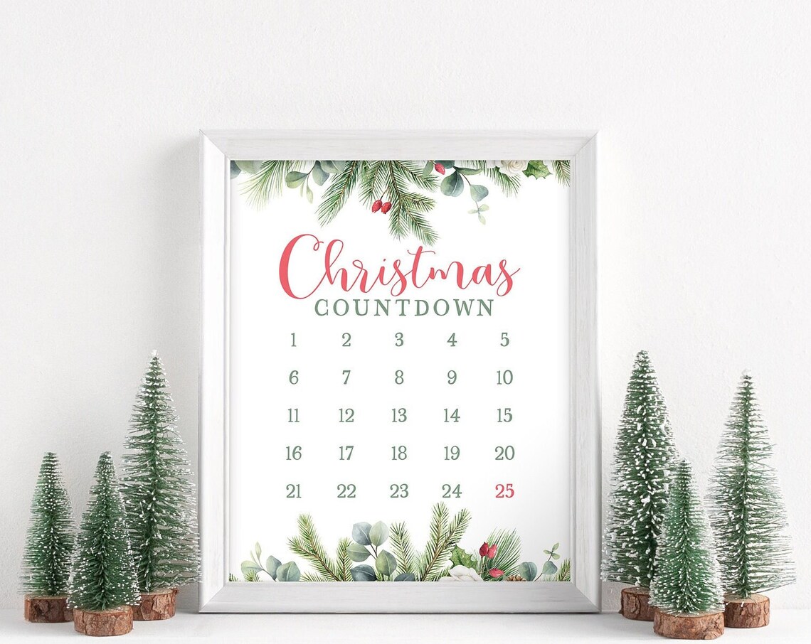 Days Until Christmas Countdown Sign, Holiday Art Print - Image 4