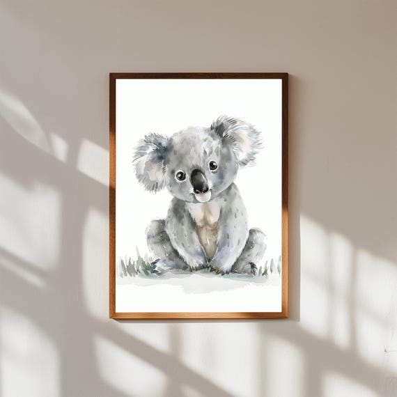 Baby Koala Watercolor Print Australian Nursery Wall Art