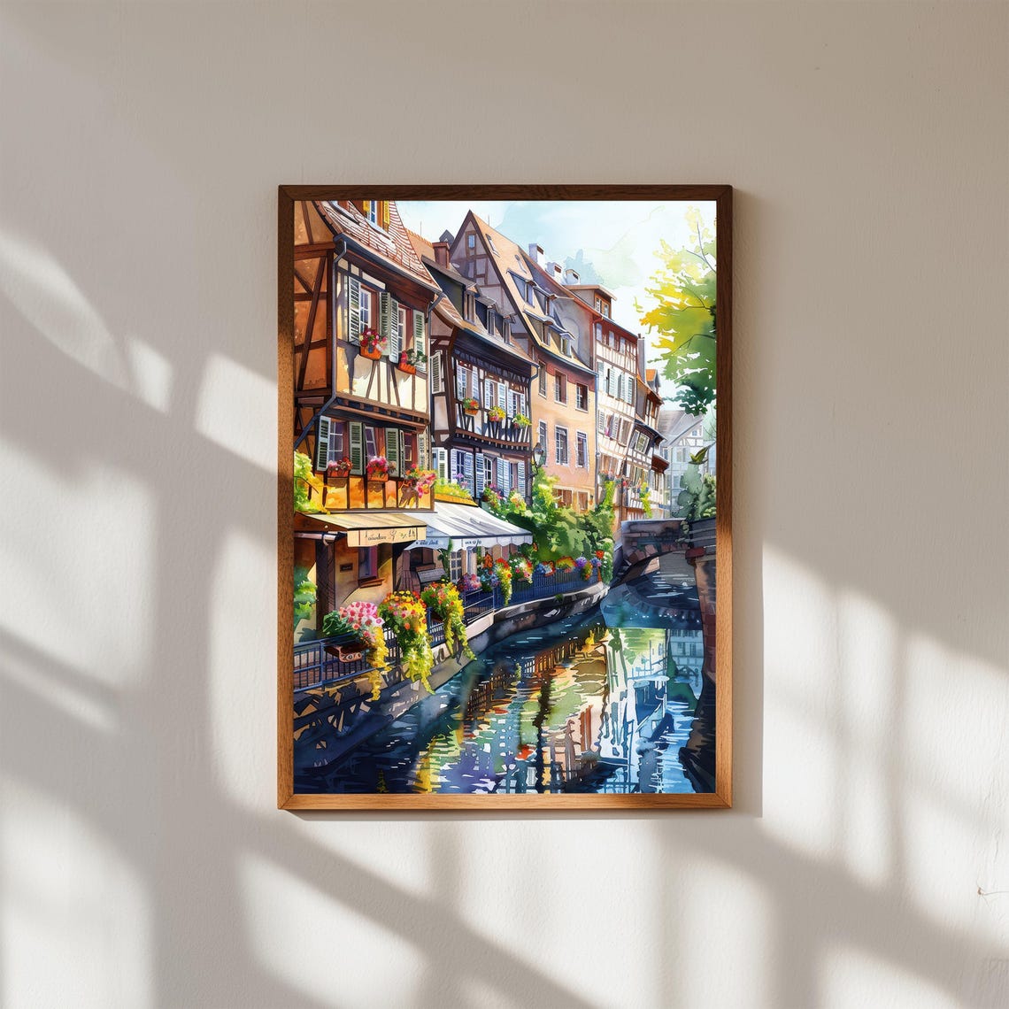 Colmar France Alsace Canal Half Timbered Town Watercolor Poster