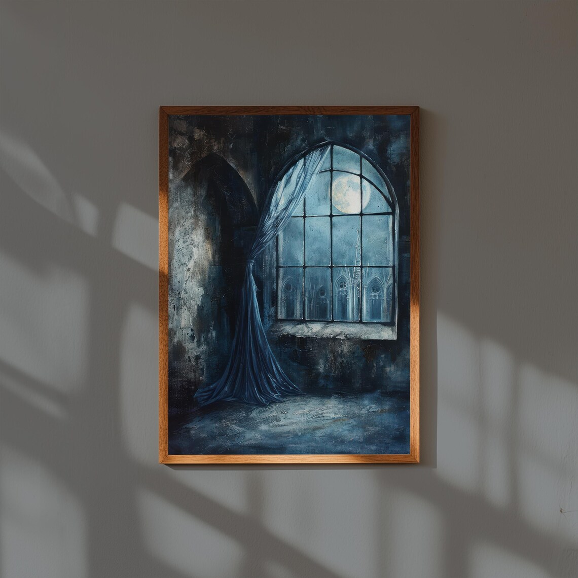 Dark Academia Gothic Window Art Print, Moody Vintage