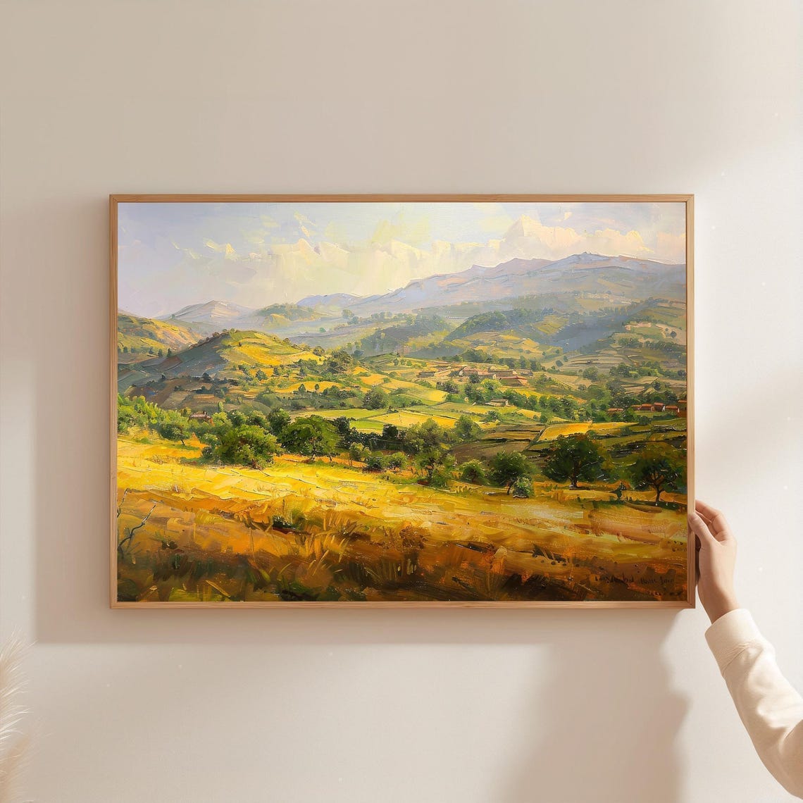 Golden Rolling Hills Countryside Sunset Rural Landscape Art Print