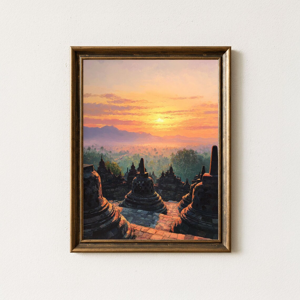 Borobudur Temple Sunrise Indonesia Golden Morning Landscape Poster