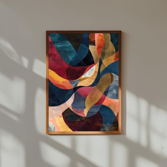 Boho Abstract Art Print Mid Century Modern Home Decor