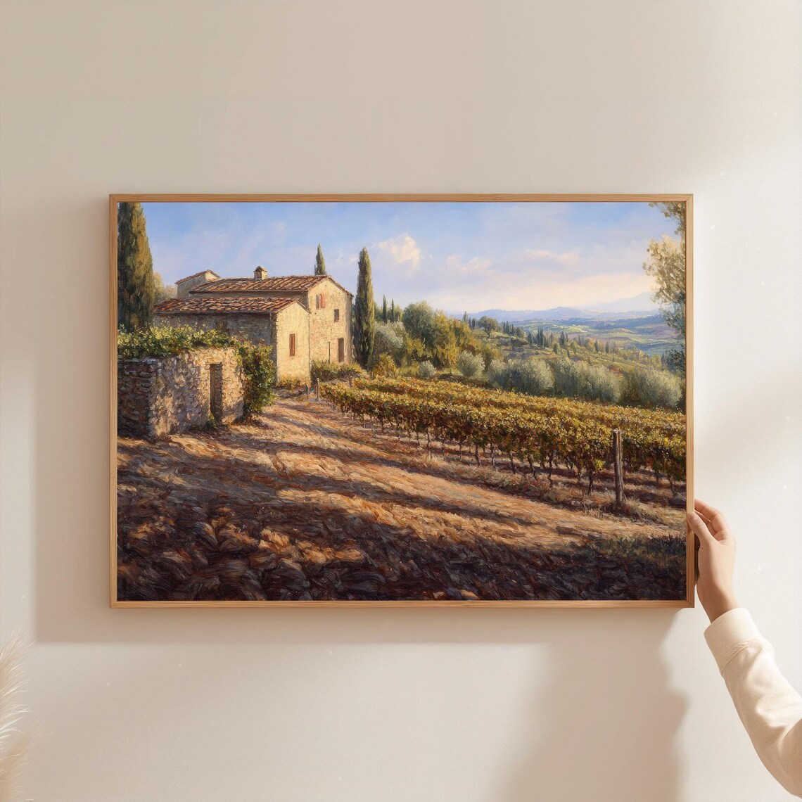 Tuscan Vineyard Italian Farmhouse Landscape Art Print