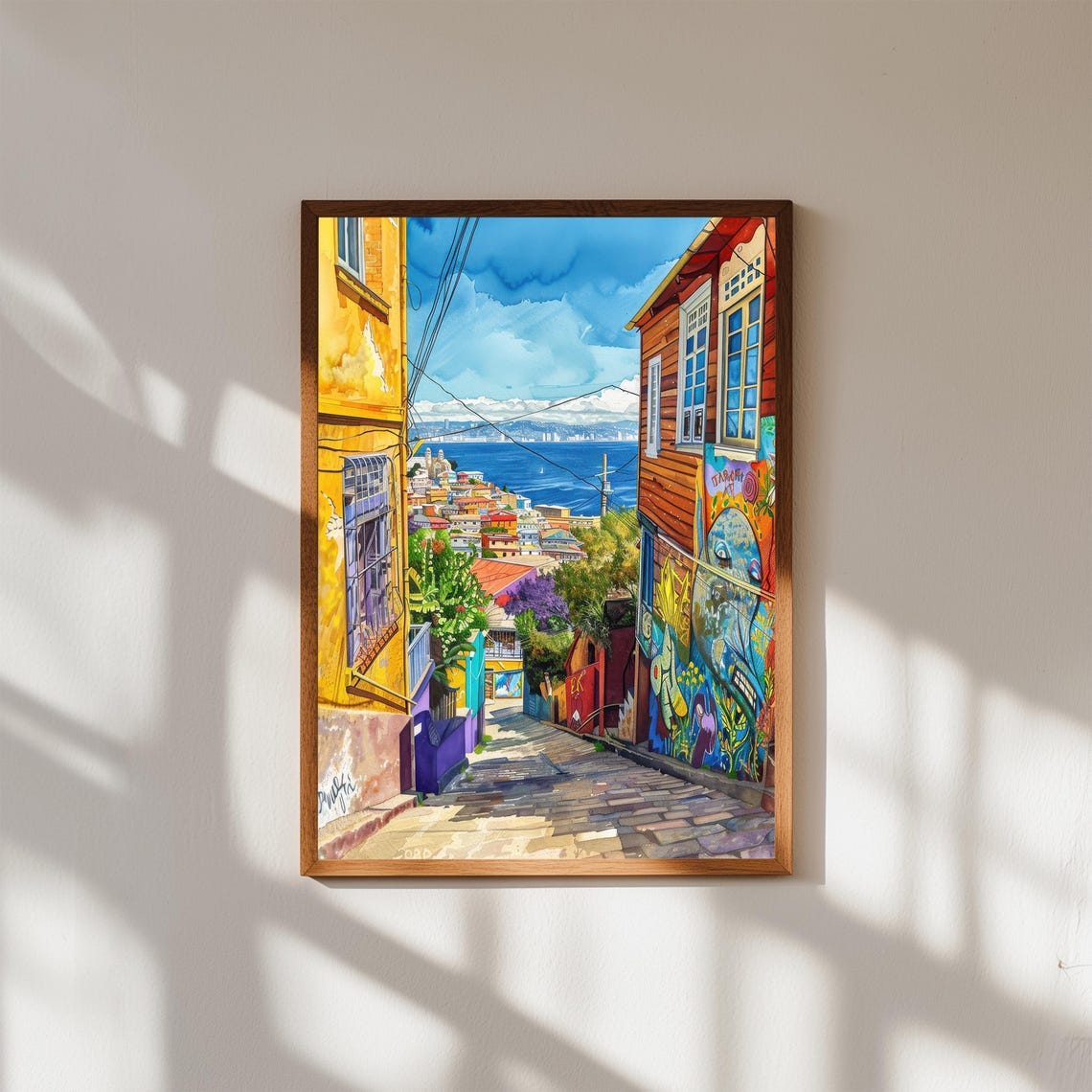 Valparaso Chile Watercolor Print Colorful Coastal City Art