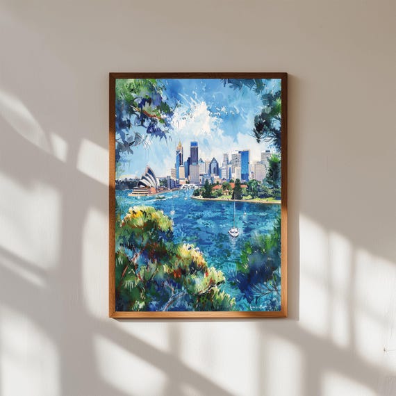 Sydney Opera House Print Vibrant Australia Skyline Coastal Wall Art