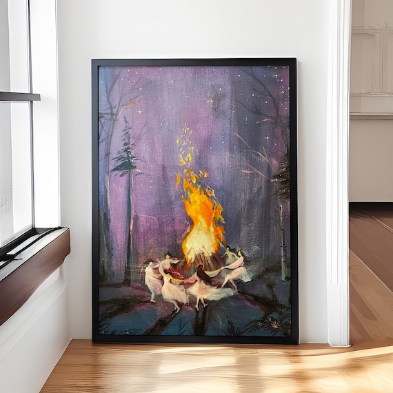 Circle Of Witches Vintage Women Dancing Canvasposter Witch Decor Witch Print Witch Art Vintage Witches Vintage Witch Print