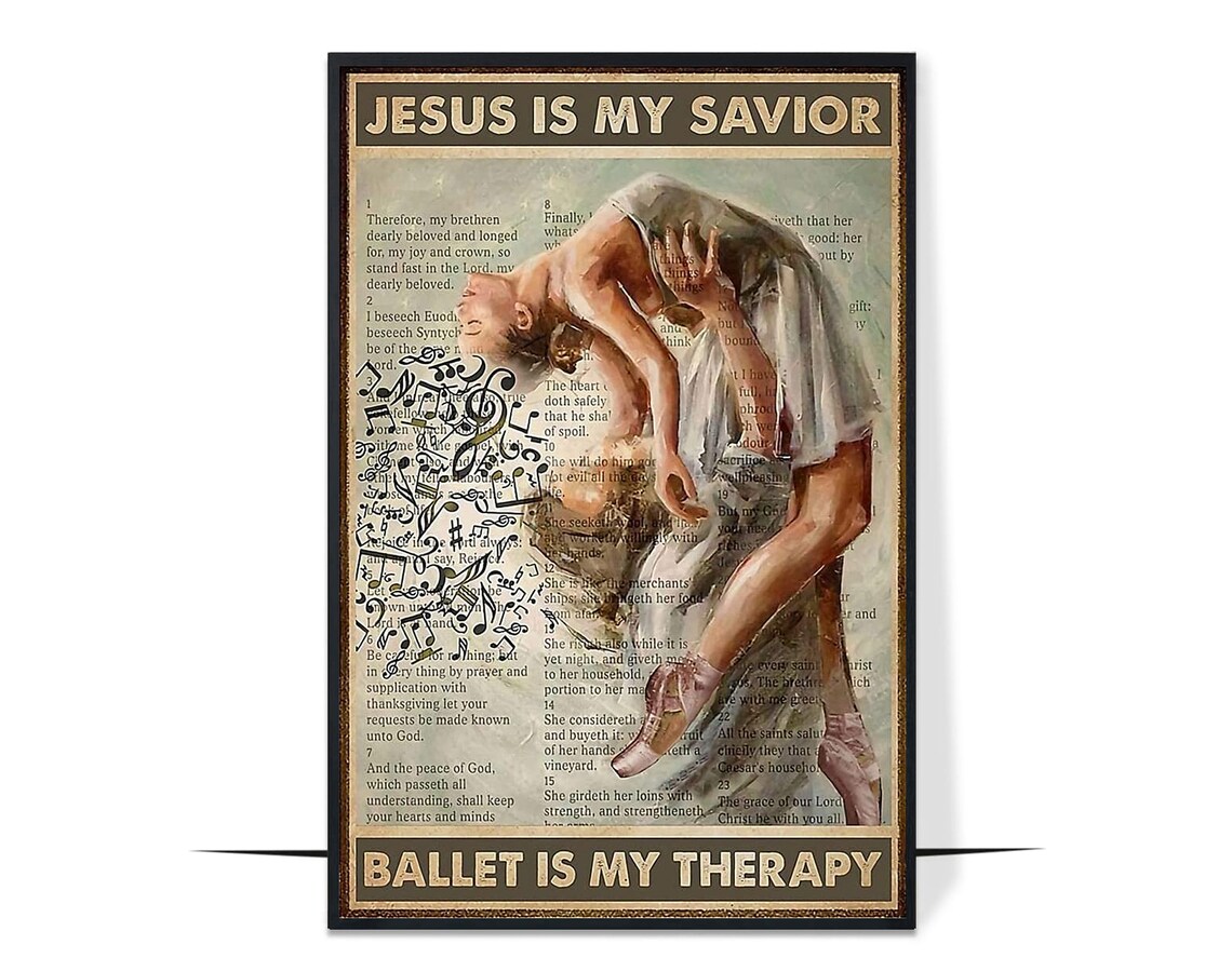 Jesus Is My Savior Ballet Is My Therapy Vintage Ballerina Poster