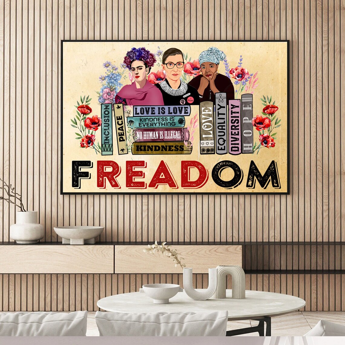 Freadom Five Women Supreme Court Justices Portraits Floral Poster - Image 2