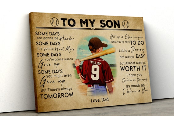 Personalized Baseball Poster Vintage Style Sport Gifts For Son Baseball Poster Baseball Room Decor Baseball Wall Decor