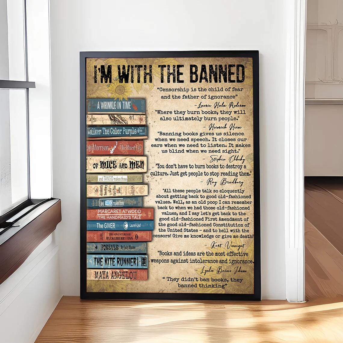 I Am With the Banned Books Reading Freedom Literary Quote Poster