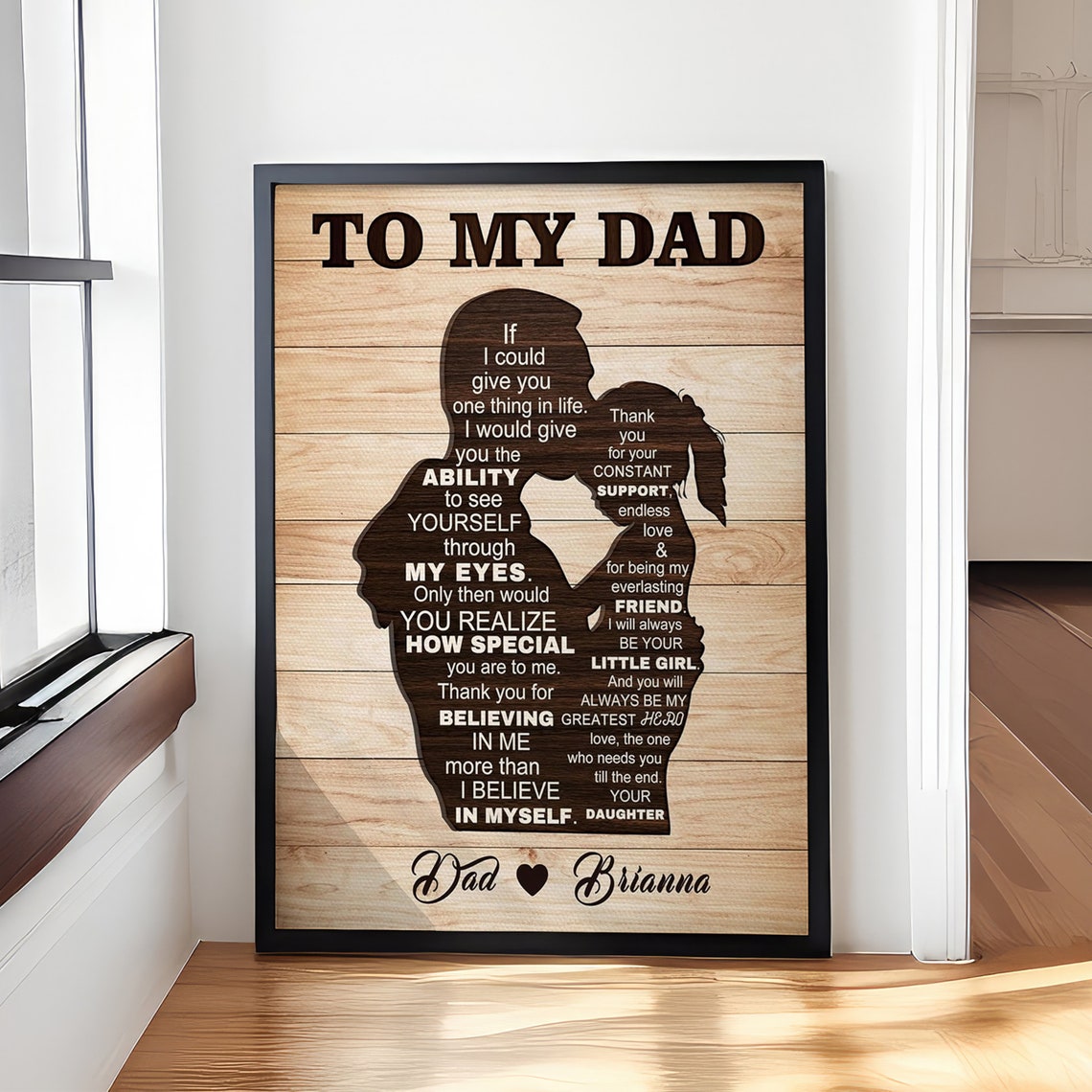 To My Dad Daughter Silhouette Love You Father Gift Wall Poster - Image 3