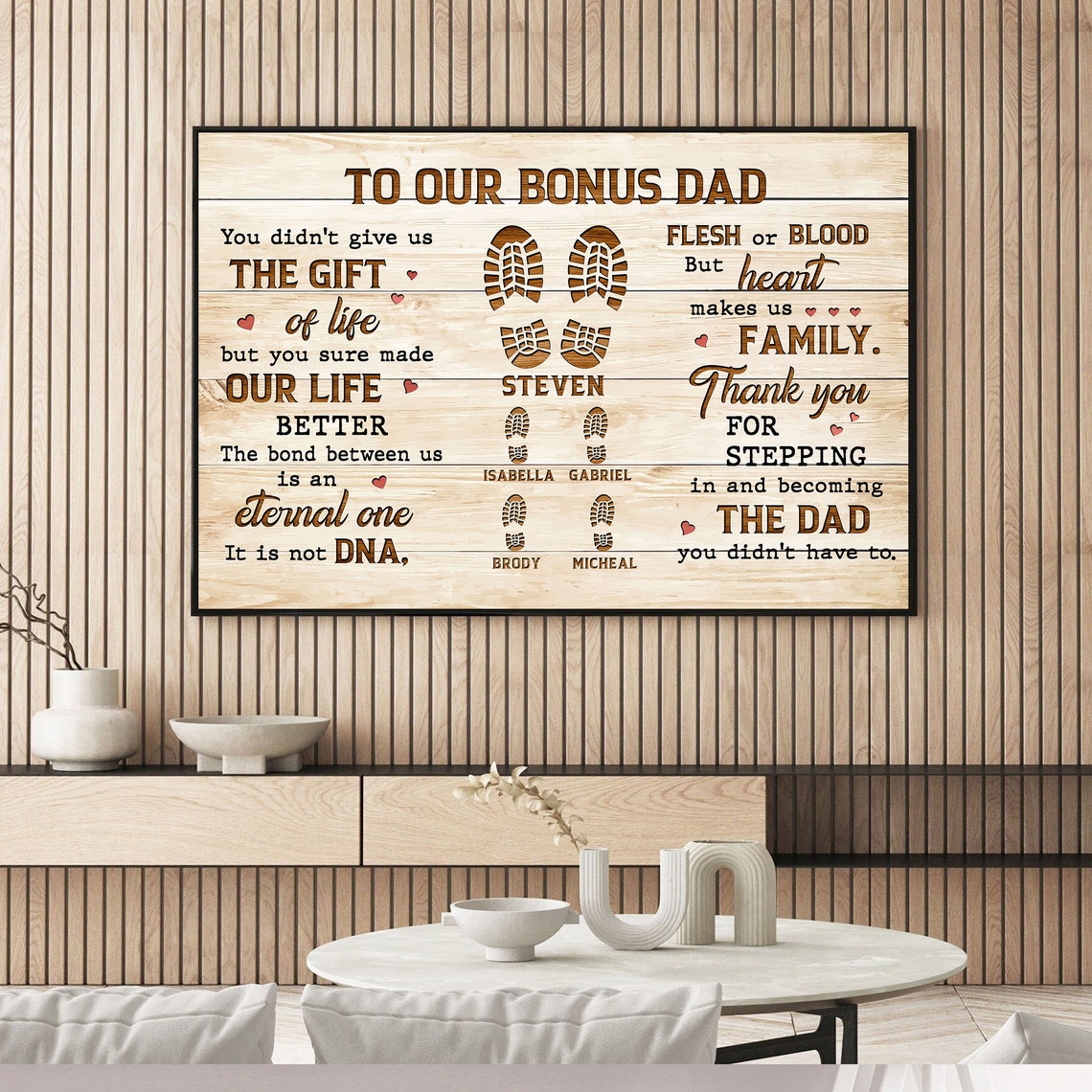 Thank You For Stepping In Personalized Step Up Dad Fathers Day Gift Family Daddy Day Gifts Wall Art - Image 3