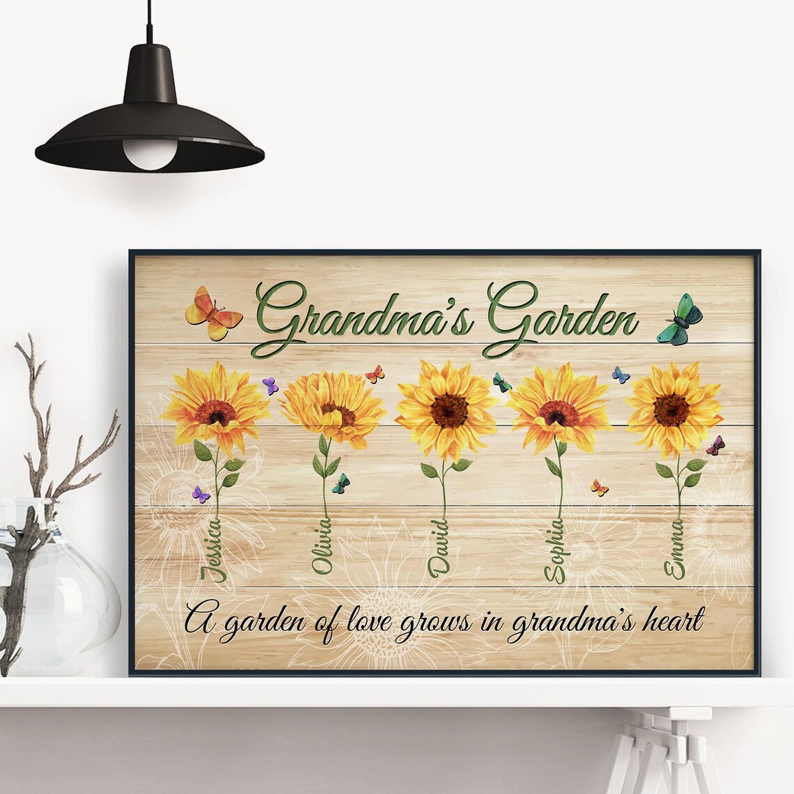 Grandma's Garden Sunflower Family Names Personalized Gift Poster - Image 4