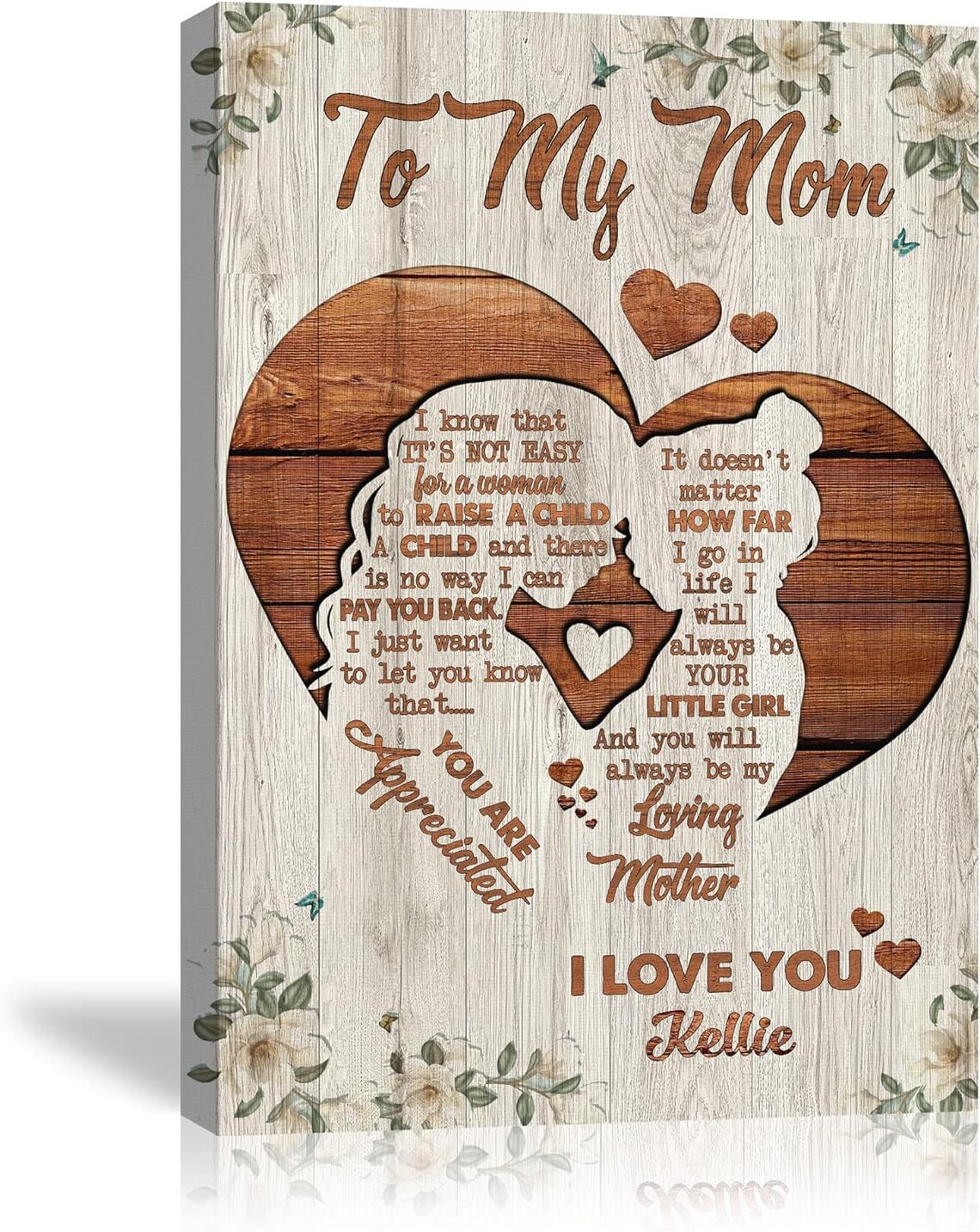 To My Mom Wooden Heart Silhouette 'I Love You' Daughter Poster - Image 3