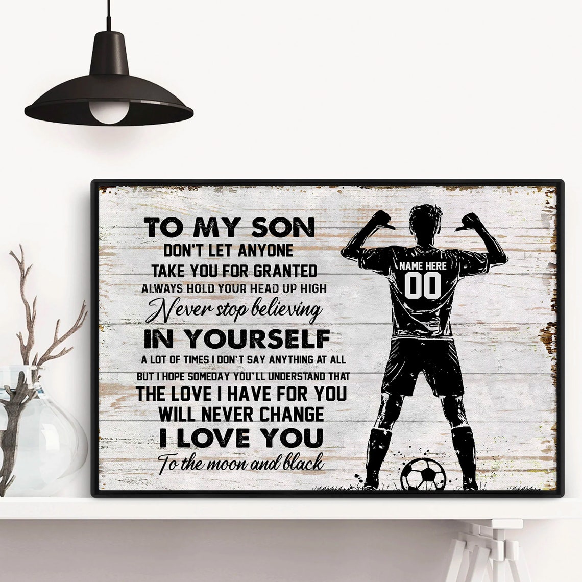 Personalized To My Son Soccer Player Love Message Poster Art - Image 3