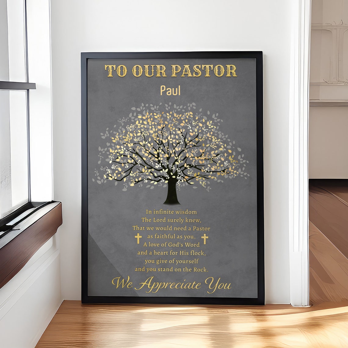 To Our Pastor We Appreciate You Golden Tree of Life Poem Poster - Image 3