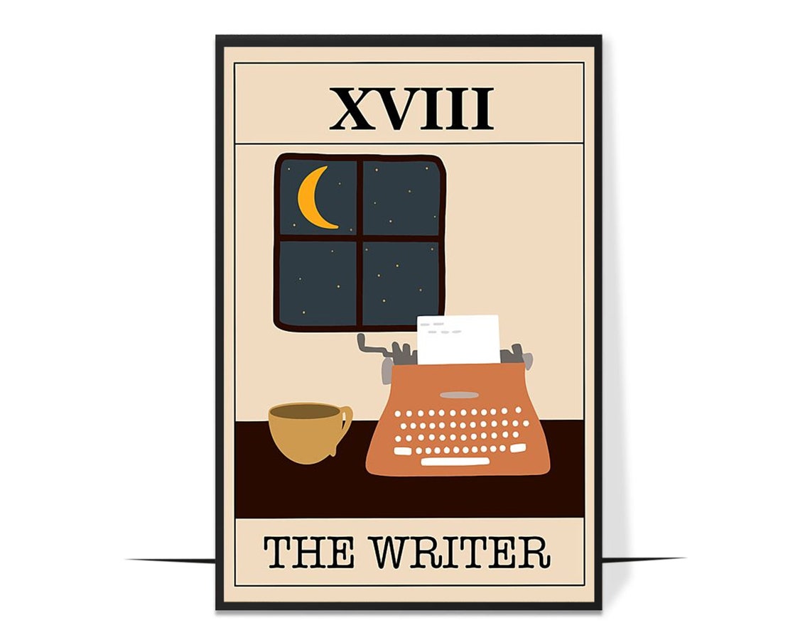The Writer Tarot Card Typewriter Night Window Literary Poster - Image 4