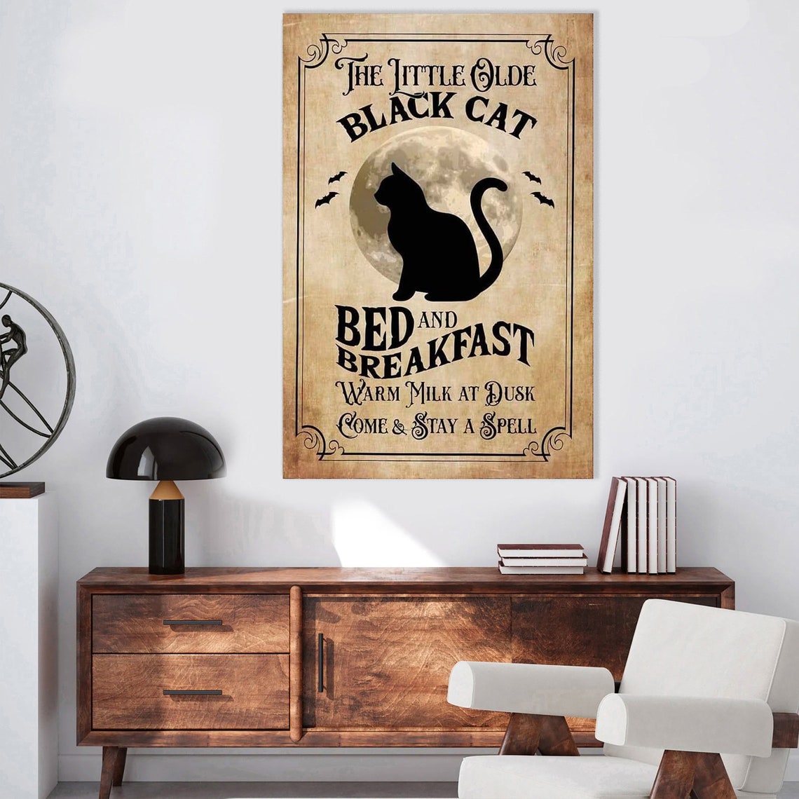 The Little Olde Black Cat Bed And Breakfast Full Moon Sign Poster - Image 3