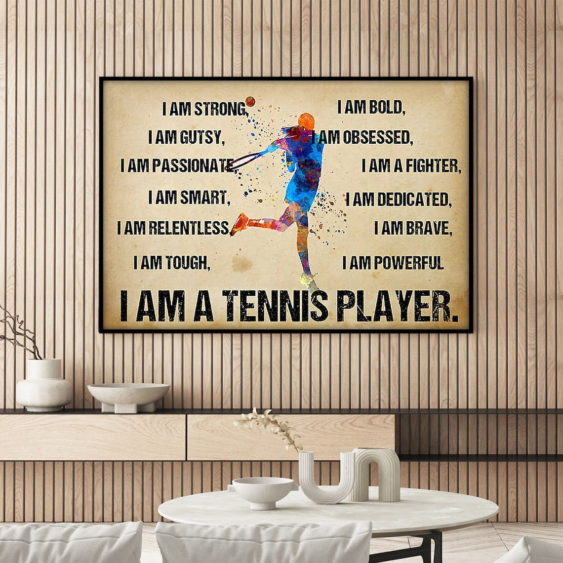 I Am a Tennis Player Watercolor Affirmations Female Athlete Poster - Image 4