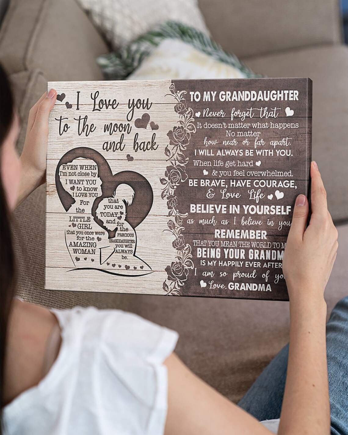 To My Granddaughter Love You To The Moon And Back Gift Poster - Image 3