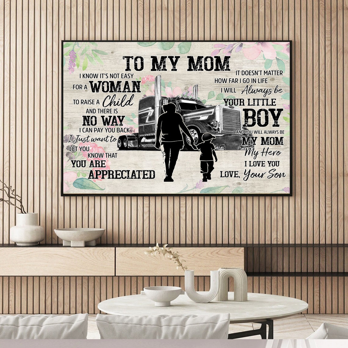 To My Mom Truck Driver Mother and Son Appreciation Message Poster - Image 2