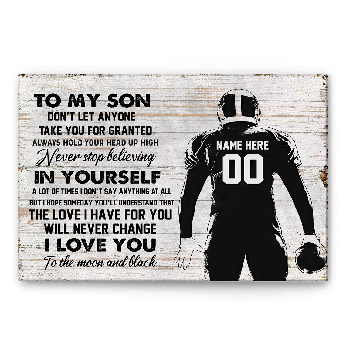 To My Son Football Never Stop Believing Love You Silhouette Poster