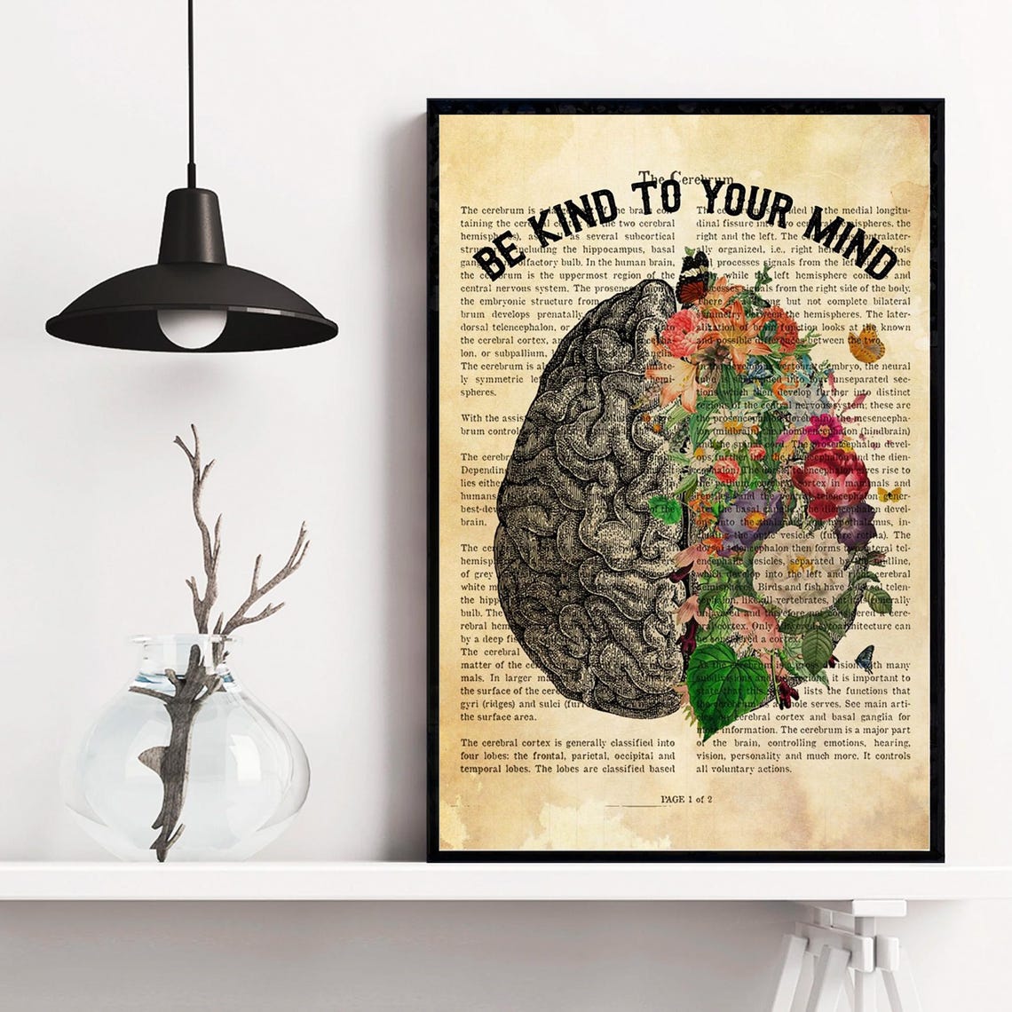 Be Kind to Your Mind Floral Brain Mental Health Awareness Poster - Image 3