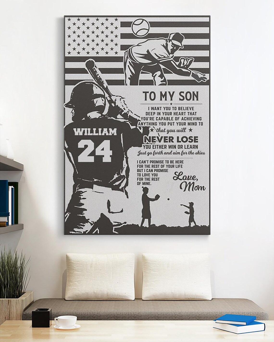 To My Son Baseball Never Lose Love From Mom Sports Poster Art - Image 3