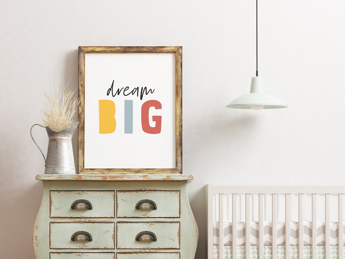 Dream Big Colorful Block Letter Kids Room Motivational Wall Art - Image 3