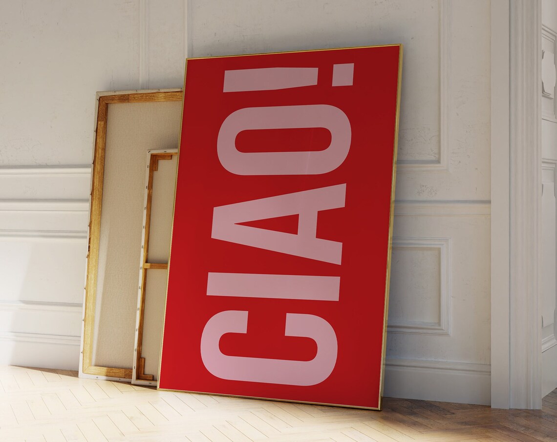 Ciao Italian Welcome Poster, Red Kitchen Art Print