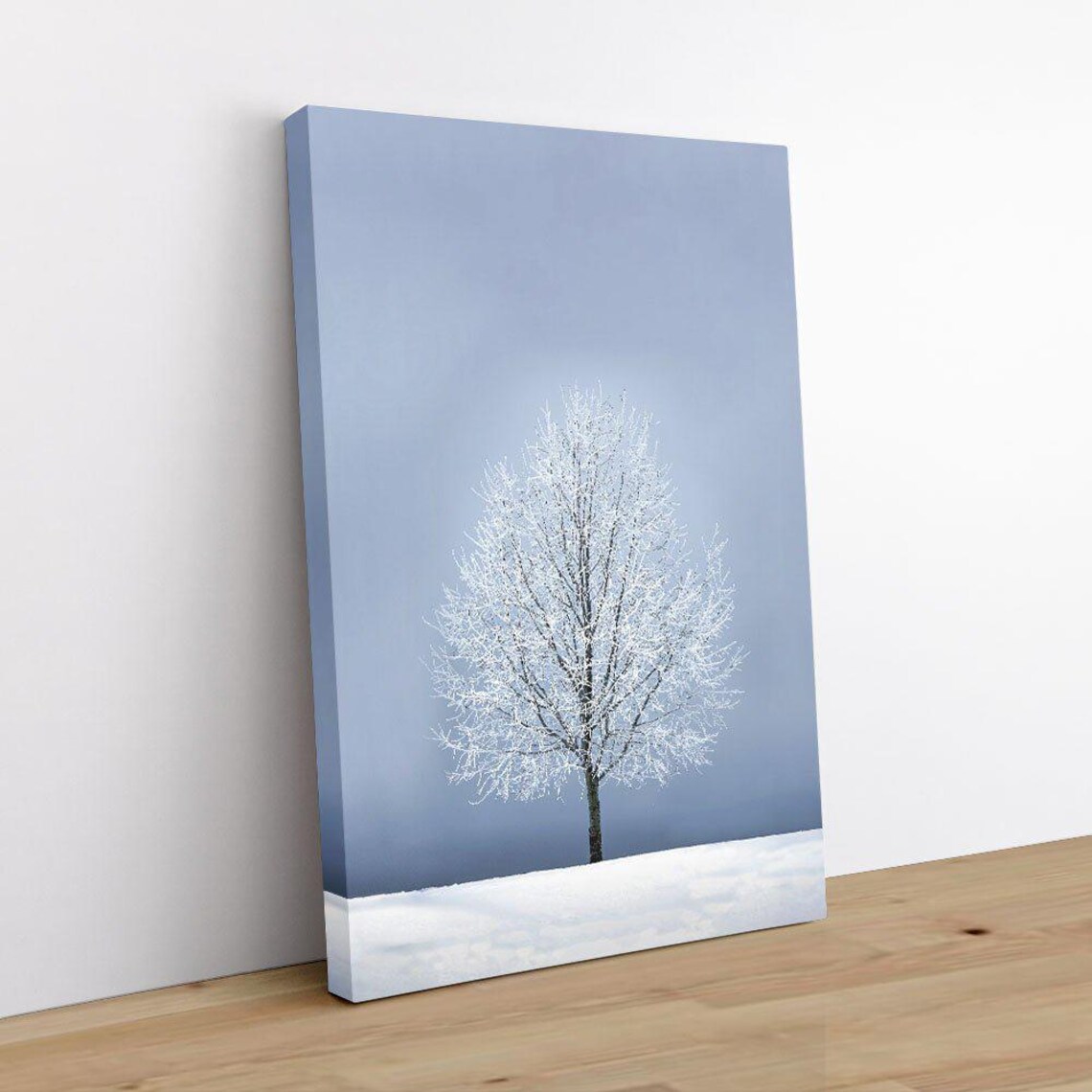 Silver Morning Lone Tree, Ice Crystal Landscape Art Print