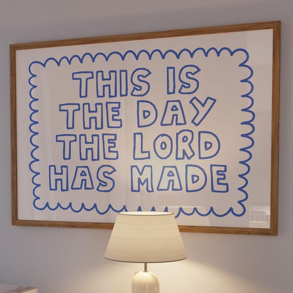 Modern Blue Bible Verse Scripture Art Print