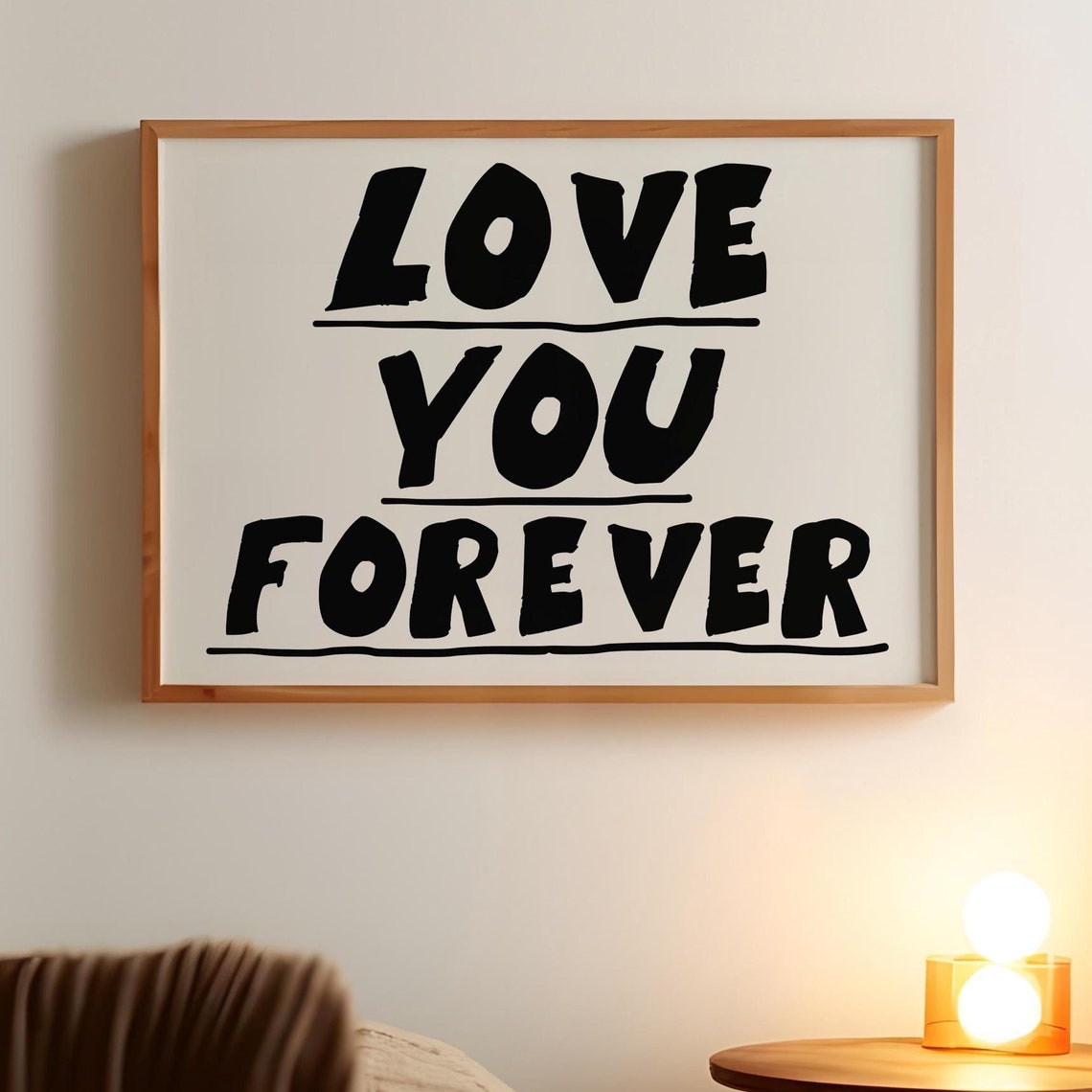 Love You Forever Bold Black Typography Retro Romantic Wall Poster