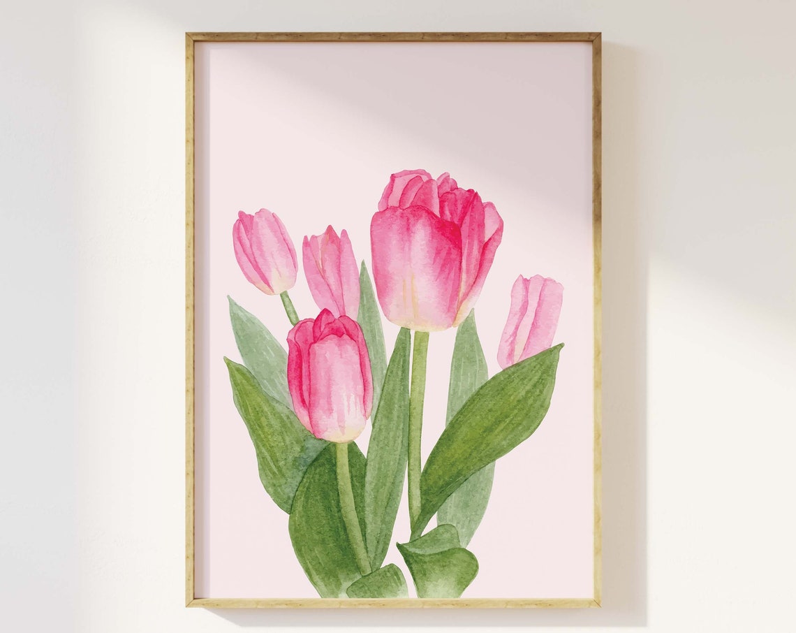 Tulips Print Art Cute Floral Art Print Colorful Flowers Wall Art Trendy Easter Decor Spring Wall Decor
