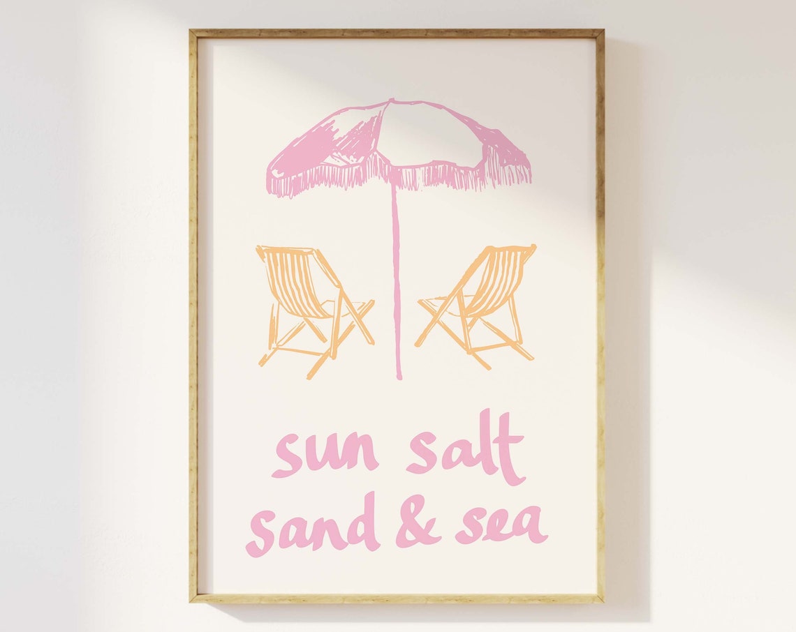 Sun Salt Sand and Sea Beach Umbrella Art Poster for Summer Decor - Image 4