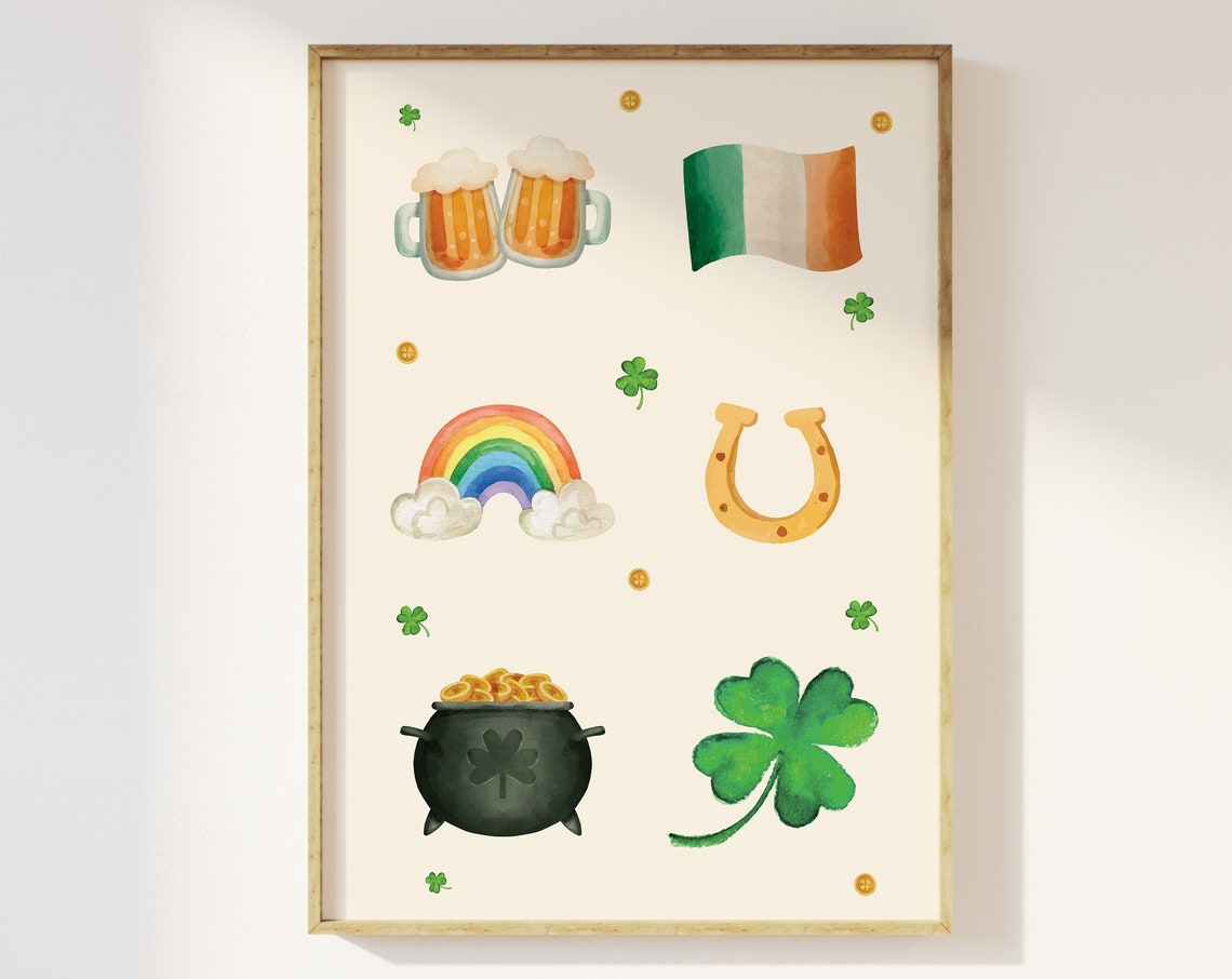 St Patricks Day Print Art Green Shamrock Print Cute Ireland Holiday Wall Decor Irish Wall Art
